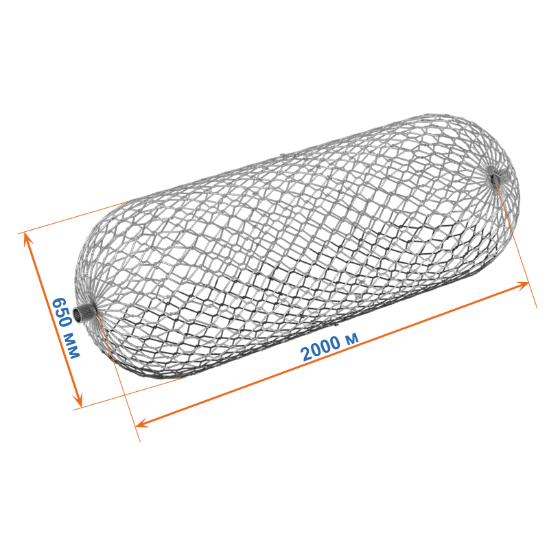 Габион цилиндрический 2х0,65х0,66 оцинкованный, Ø проволоки 2,2мм, размер ячейки 6х8 см фото